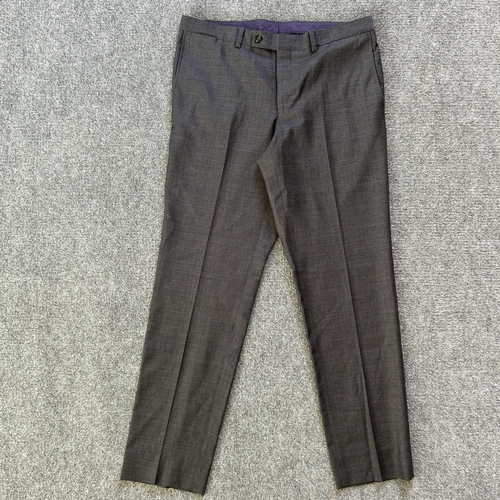 Ted Baker Jefferson Pants Mens 36x30 Gray Wool Slim Fit Dress Trousers Formal